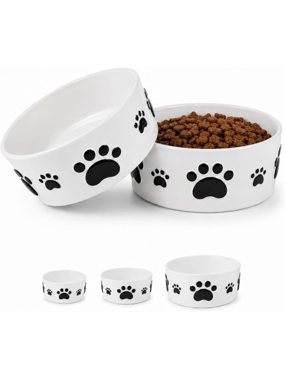 Stylish Ceramic Dog Bowls Set - 6.5'' Anti-Slip, 3 Cup Capacity for Pets